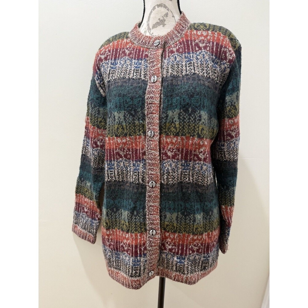 Alpaca Connection Women's Multicolor Button Cardigan Size M/L Boho Handmade Peru